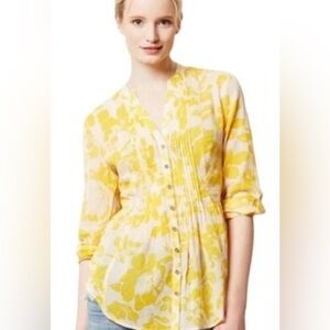 Anthropologie Maeve Pintuck Peplum Blouse